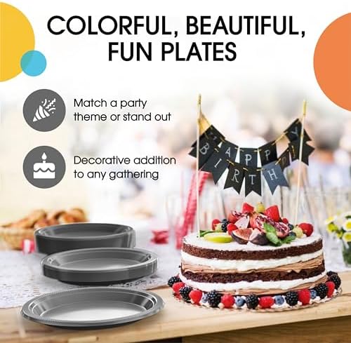 Exquisite Party Solids Sturdy Silver Plastic Plates 10" Party Plates 50 Pcs - Image 5