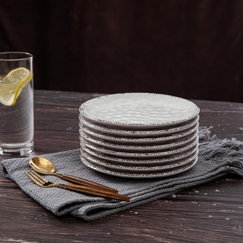 Farmhouse Melamine 6 Inch Appetizer plate, Small Serving Dinnerware/Snack/Party/Kitchen/Dinner/Dessert Plates, Set of 8, White - Image 4