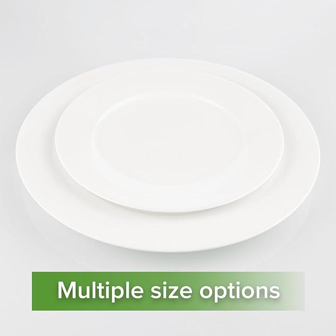 Fine Bone China Dinner Plates 6-Piece, Flate Plate, Pasta Plate 10.75 Inches, Fine Glaze With Pure White Color Sturdy and Durable, Thin Thickness and Light Weight, Microwave and Dishwasher Safe