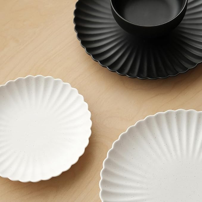 WENSHUO Daisy Plates Set of 6 (Nacre White, 9 Inch)