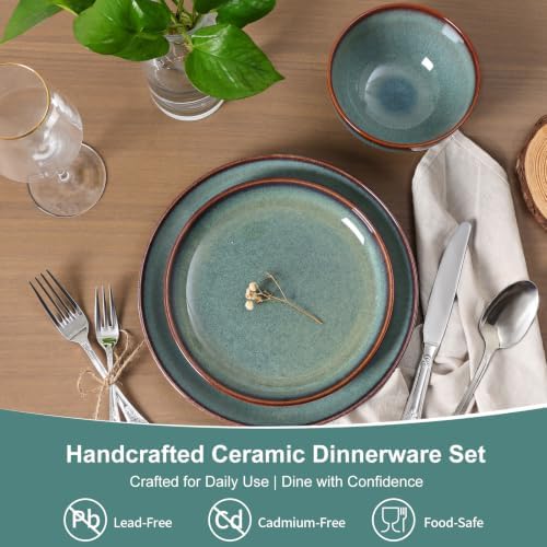 DOMICREVERY Ceramic Dinnerware Sets for 8, 24-Piece Plates and Bowls Sets - Image 2