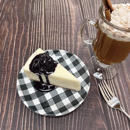 UP Gingham Melamine Round Dessert Plates, Small Serving Plates, for Appetizer, Snacks, and Side Dishes, Black, 6 Inch, Set of 4 - Image 3