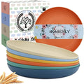 Homienly Deep Plate Set 6 PCS Reusable Dinner Plates Alternative for Plastic Plate Microwave and Dishwasher Safe Wheat Straw Plates for Kitchen Unbreakable 10 Inch Salad Plates for Outdoor (Multi) by HOMIENLY