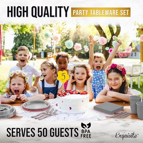 Exquisite 350 Pcs Silver Plates and Napkins Party Supplies Plate Sets - Image 6