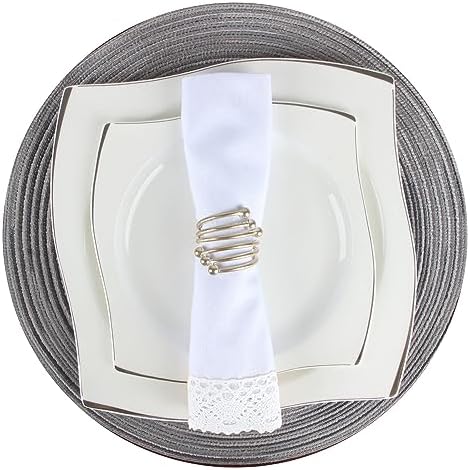 EHouseHome Waterproof Faux Linen Napkins with Lace Trim, Set of 12, 17 x 17 - Image 4