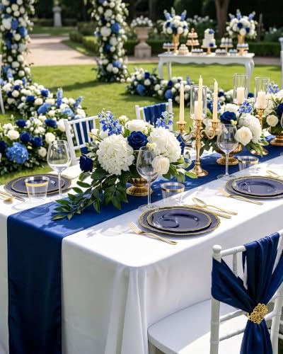 Hioasis 350 Pcs Blue and Gold Plastic Plates for Wedding & Party - Image 7