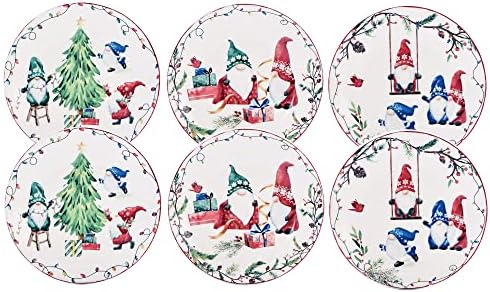 Bico Christmas Gnomes Appetizer Plates Set of 6, 6 Inch Small Ceramic Dessert Plates for Snacks, Salad, Tablescape, Microwave and Dishwasher Safe, Gift for Housewarming and Thanksgiving - Image 4