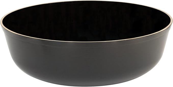 [30 Pack 16 OZ Bowls] Edge Collection Black with Gold Rim Plastic Party Soup Bowls Premium heavyweight Elegant Disposable Tableware Dishes