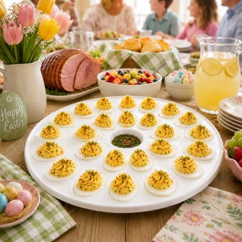 HIC Kitchen Deviled Egg Dish, 13.25-Inch, Fine Porcelain, Holds 24 - Image 3