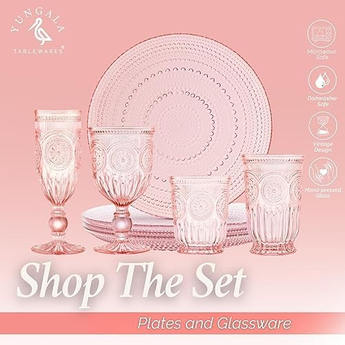 Pink Hobnail Dinner Plates Set of 4 Pressed Glass 10.5 Inch - Image 5