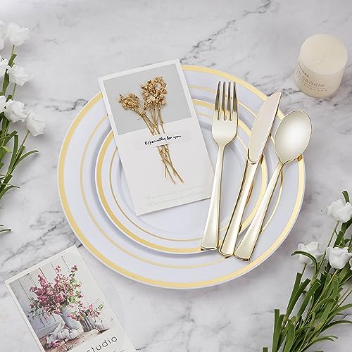 BESTVIP 900PCS Gold Dinnerware Set for 150 Guests, - Image 2
