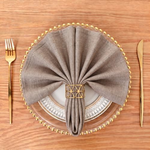 EHouseHome Waterproof Faux Linen Dinner Napkins, Set of 12, 17 x 17,Flax - Image 4