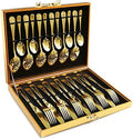 Gold Silverware Set, OGORI 24-Piece Gold Forged Stainless Steel Flatware Set, Service of 6 by OGORI