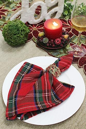 COTTON CRAFT Christmas Napkin Rings - 8 Pack Beaded Metal Twine Napkin Ring - Image 4