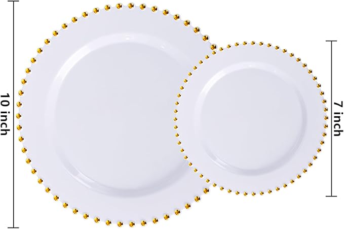 EI 60pcs White Plastic Plates with Gold Rim,Heavy Duty 10" Dinner & 7" Dessert Plate Disposable,White and Gold Plate for Party,Wedding,Birthday,Afternoon Tea,Spring,Mother's Day,Valentine's Day