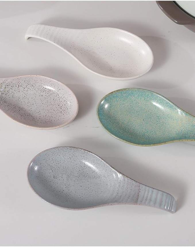 Utensil Rest for Multiple Utensils, Ceramic Heat-Resistant Spoon Holder for Stove Top - Kitchen Spoon Holder for Ladles & Tongs, Farmhouse Kitchen Décor, Christmas White Pitting