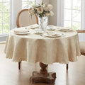 Newbridge Portofino Scalloped Damask Fabric Tablecloth, 70 Inch Round, Linen, Wrinkle and Stain Resistant Fine Dining Holiday Party Table Cover by HomeBargainsPlus