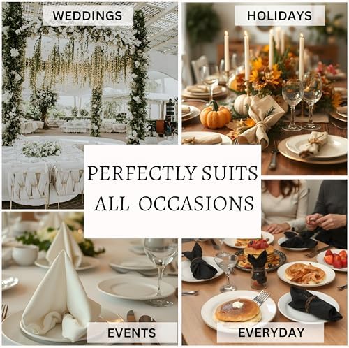 TWINY threads 4 Pcs 100% Cotton Cloth Napkins, 18"x18", Reusable, White - Image 5