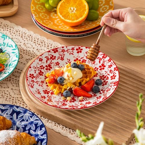 vancasso 8.25" Vintage Ceramic Salad Plates Set of 6, Muted - Image 5