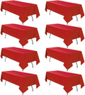 8 Pack Red Tablecloth 60 x 126 Inch Rectangular Valentine’s Day Table Cloth for 8 Foot Rectangle Tables, Wrinkle Resistant Washable Polyester Fabric Table Covers for Party Banquet Buffet and Camping