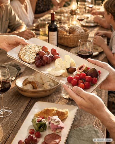 Famiware Serving Platters for Food, 15.67" x 8.62", 2-Pack, Vanilla White - Image 5