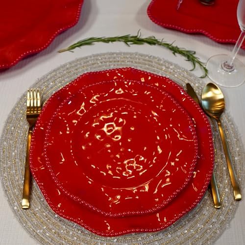 Certified International Perlette Red 9" Melamine Salad/Dessert Plates, Set of 4 - Image 5