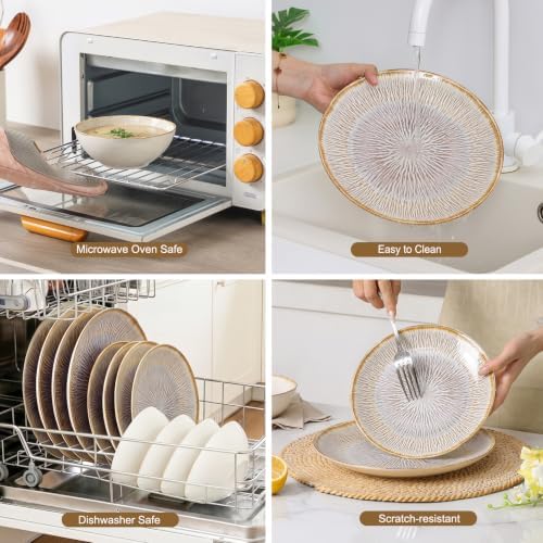 DOMICREVERY Ceramic Dinnerware Sets for 4, 12 pcs Plates and Bowls Sets - Image 5