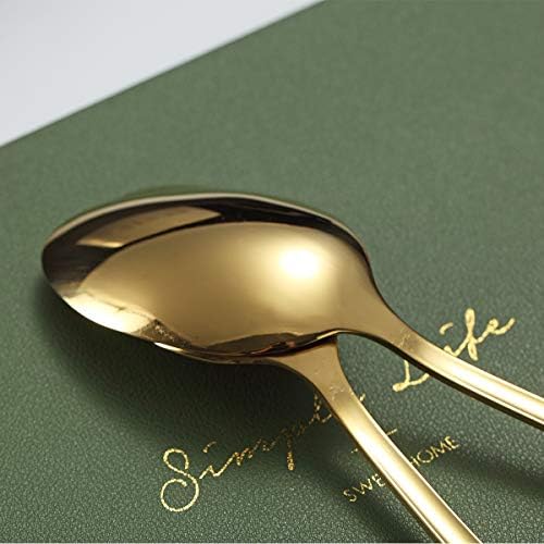 Gold Dinner Spoons, Kyraton 6 Pieces 7.5" Stainless Steel Table Spoon With Titanium Gold Plating, Soup Spoon, Dessert Spoons Sliverware Dishwasher Safe Set of 6. - Image 6
