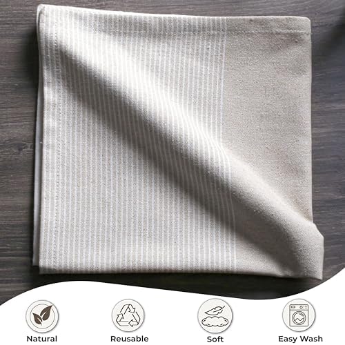 Beige Cotton Cloth Napkins Set of 4, 18x18 Inch - Image 3