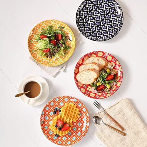 Metahom Ceramic Salad Plates Set of 6, 8 Inch Colorful Dessert Plates - Image 3
