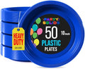 Party Solids Sturdy Dark Blue Plastic Plates 10" Party Plates 50 Pcs by Exquisite