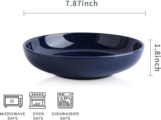 Selamica Ceramic 7.8 inch pasta bowls, 26 Ounce large serving porcelain salad soup bowls, dishwasher microwave safe, set of 6(Multi-color)