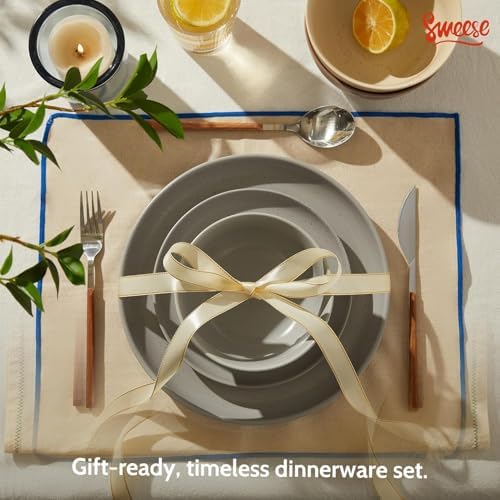 Sweese Dinnerware Sets Service for 4, 12 pcs Matte Speckled Glaze Plates and Bowls Sets, Handmade Ceramic Dish Set, Highly Chip and Crack Resistant Modern Plate Set, Grey - Image 4