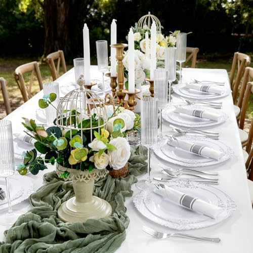 400PCS Pre Rolled Silver Plastic Silverware Sets for Dinners & Weddings - Image 5