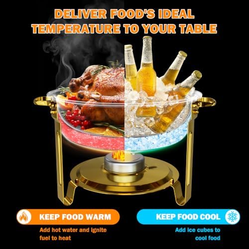 Chafing Dishes for Buffet 4 Pack, 6QT Round with Glass Lid - Image 4