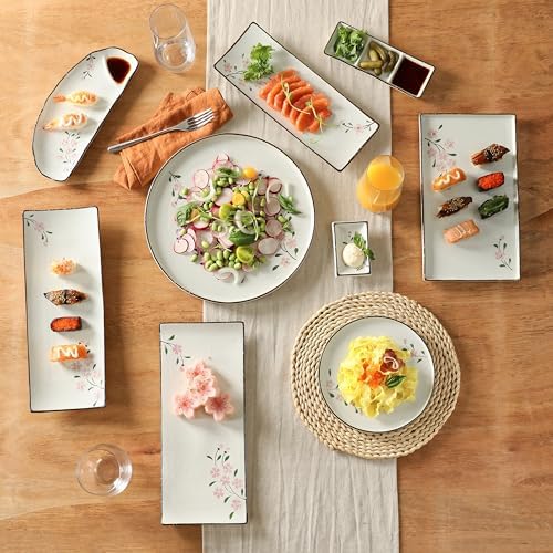 Pink Sakura Ceramic Appetizer Plates, 8-Inch Round Serving Plates for Snacks, Side Dishes (4) - Image 4