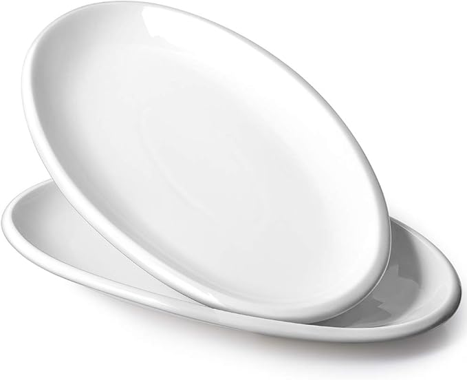 DOWAN 16" Serving Platters, Serving Platters for Wedding, Large Oval Porcelain Serving Tray for Entertaining, Dinner Platters for Serving Food Appetizers Meat, Serving Dishes for Parties, Set of 2
