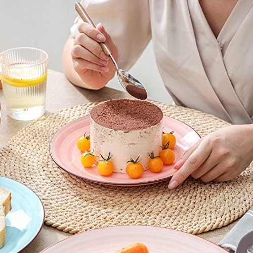 Selamica Ceramic 8 inch Dinner Plates, Small Dessert Salad Plates, Porcelain Serving Plate for Appetizer, Pancakes, Steak, Set of 6, Gradient Color - Image 6
