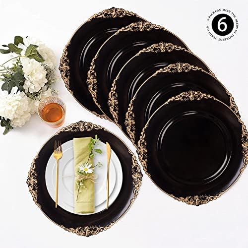 MAONAME Black Charger Plates Set of 6, Plate Charges for Dinner Plates - Image 4