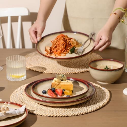 DOMICREVERY Ceramic Dinnerware Sets for 8, 24-Piece Plates and Bowls Sets - Image 3