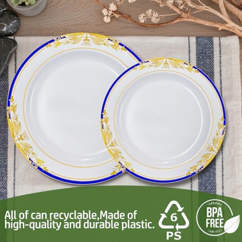 Gold Disposable Plastic Plates, Heavy Duty Disposable Dinner Ware Set. - Image 6