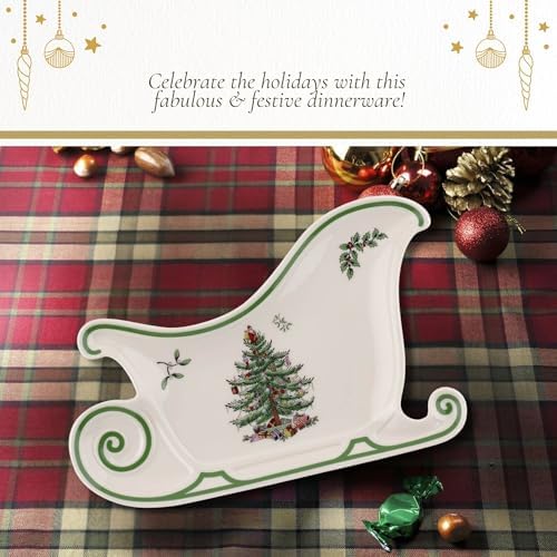 Spode Christmas Tree Embossed Sleigh Porcelain Serving Platter - Image 5