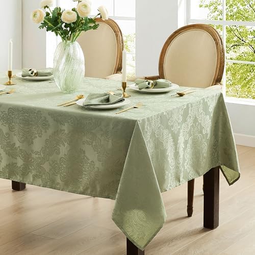 Newbridge Barcelona Damask Fabric Tablecloth, 60 x 102 Inch Rectangle, Sage Green – No Iron, Soil Resistant Table Cover for Dining, Parties and Holidays - Image 6