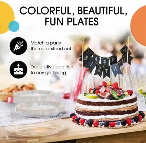 Exquisite Party Solids Sturdy Clear Plastic Plates 9" Party Plates 50 Pcs - Image 5