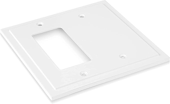 Henne Bery Modern Edge Decorative Wall Plate Switch Plate Outlet Cover, Durable Solid Zinc Alloy (Blank/Decorator, White)