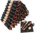 50 Pack Pre Rolled Rose Gold Plastic Silverware Set with Napkins by Dlebay
