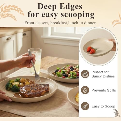 10in Serving Plates, Unbreakable Dinner Plates Set of 8 - Beige - Image 5