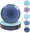 Selamica Ceramic Dessert Plates Set of 6,6 Inch Appetizer Plate for Kitchen for Cake Snacks Side Dish, Microwave Dishwasher Safe, Gradient Blue by Selamica