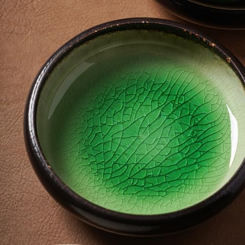 Uaral Japanese Salad Plate,Plates and Bowls Set,Stoneware Dish Set,Appetizer Plates Set of 4,5.5inch,14oz(Crack Green) - Image 2