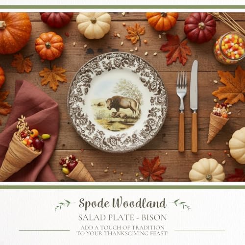 Spode – Woodland Woodland Salad Plate - Bison - Brown/White - Image 2